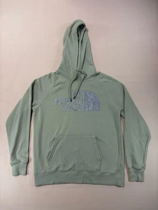 The North Face Women’s Sage Green Pullover Hoodie with Silver Logo Size Small