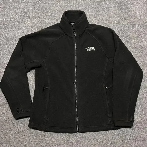 The North Face Fleece Jacket Mens Small Black Full Zip Collared Pockets Warm