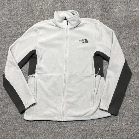 The North Face Jacket Mens Medium Gray Fleece Full Zip Colorblock Pockets Hiking