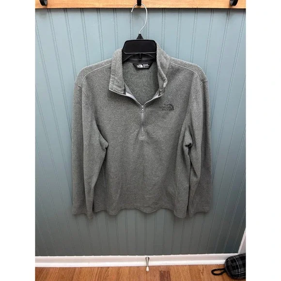 The North Face Mens Gray Quarter‎ Zip Pullover Fleece Jacket Sweater Medium