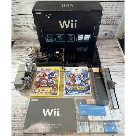 Nintendo Wii Console Bundle with Black Console and Accessories