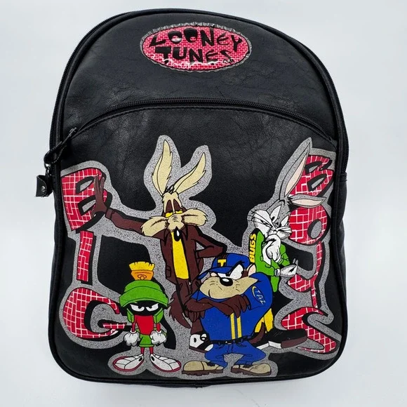 VTG 90's Looney Tunes Backpack Big Boys Bugs/Wile E Coyote/Marvin Martian/Taz‎