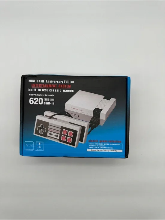 Classic Mini Game Console - White & Black Retro Edition with 620 Built-In Games