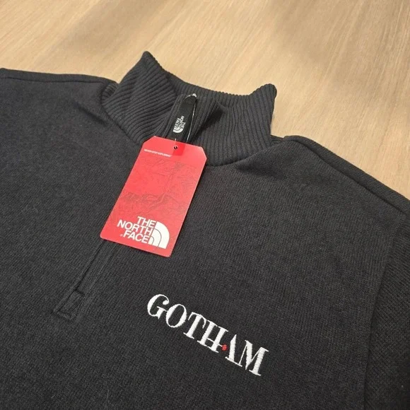 NWT‎ The North Face Mens Pullover Quarter Zip Sweater Fleece Medium Black Gotham