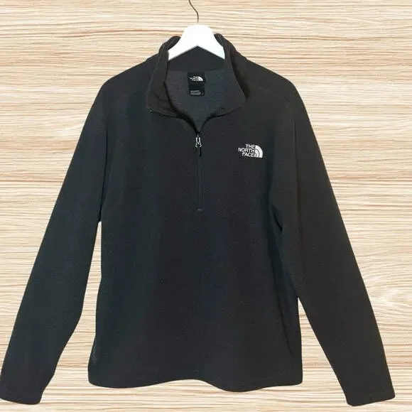 The North Face Textured Fleece 1/4‎ Zip Dark Gray Pullover Sz L Mens Sweater