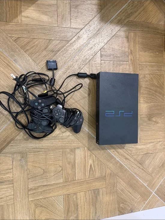 Sony PS2 Slim Matte Black Console with Wired Controllers and Cables