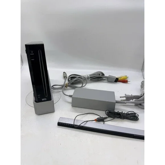 Nintendo Wii Black Console Model RVL-001 Compatible w/ GameCube Games Works !!