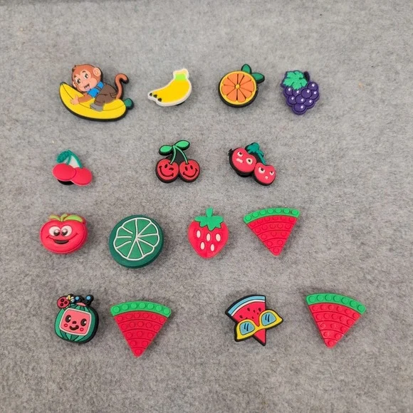 15pc Fruit Shoe Charms Set Watermelon‎ Cherry Monkey Banana Clog Accessories