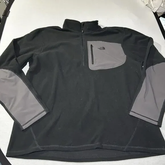 The North Face men's Crest 1/4 Zip in black and grey fleece Size XL, Hiking