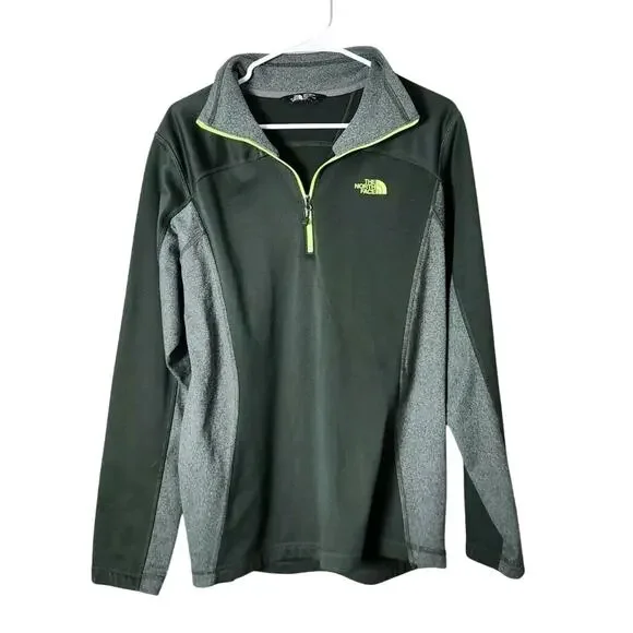 The‎ North Face Sweater Size Medium 1/4 Zip Mock Neck Long Sleeve Green
