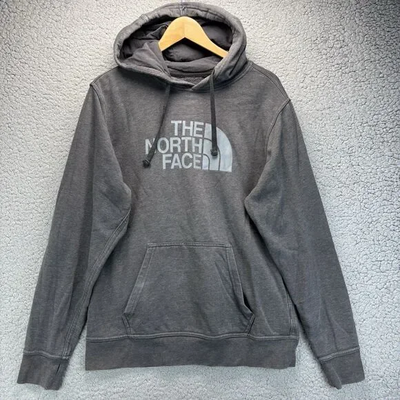 The North Face Mens Hoodie M Half Dome Gray Logo Hiking Outdoor Sweatshirt *READ