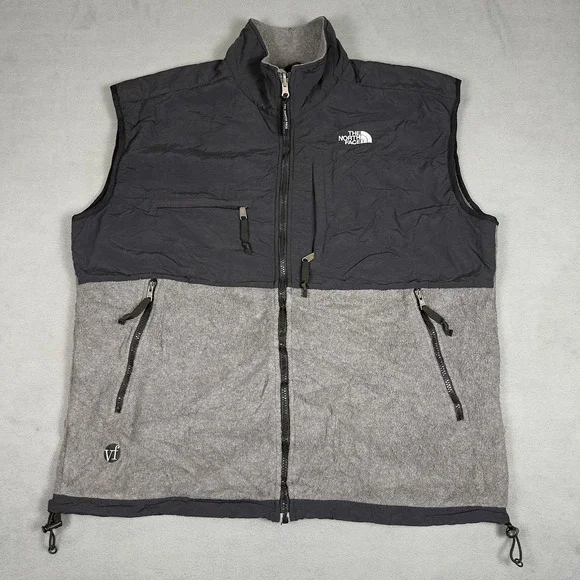 The North Face  Y2K Denali Fleece Vest Mens XL Gray Black Full Zip Made in USA