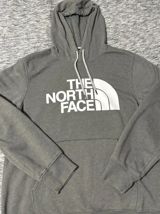 The North Face Gray Pullover Hoodie with White Logo