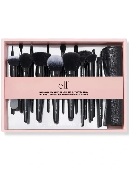 e.l.f. Cosmetics Ultimate Makeup Brush Set & Travel Roll BRAND NEW/SEALED