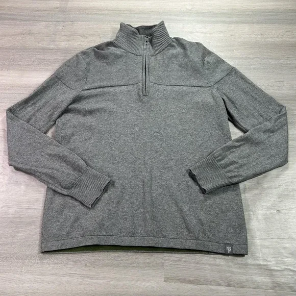 The North Face Sweater‎ Mens Medium Gray 1/4 Zip Mock Neck Knit Pullover