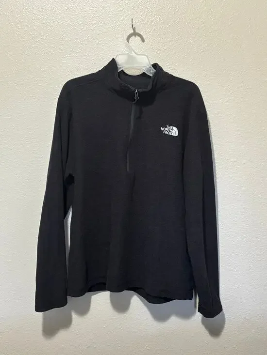 Men’s North Face Cap Rock Textured Black Smoke 1/4 Zip Pullover Fleece Jacket XL