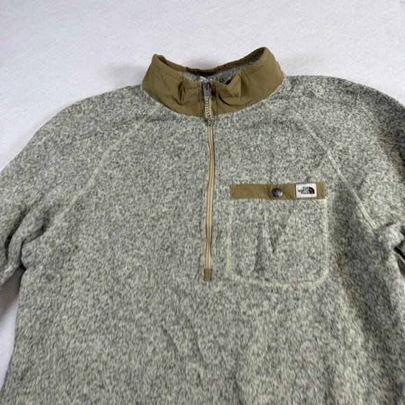 The North Face Mens Gordon Lyons 1/4 Zip Fleece Pullover Oatmeal Heather Large