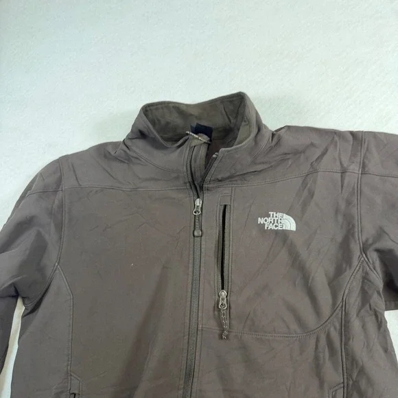 The North Face Apex Mens Brown Full Zip Softshell Jacket Mock Neck Large 7970