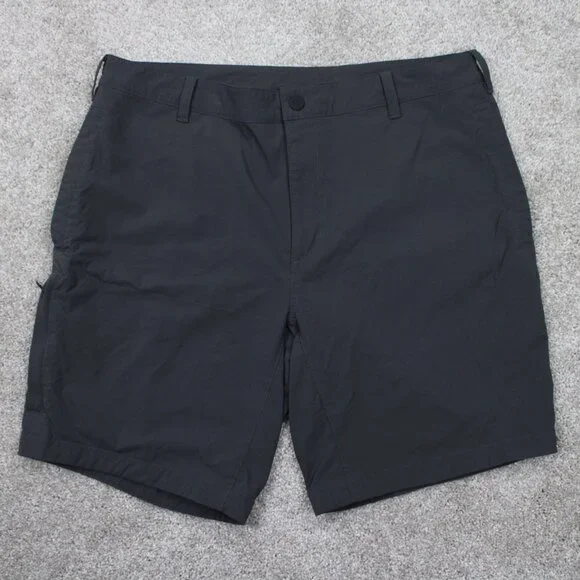 The North Face Flat Front 2 Shorts Men 36 Black Cargo Nylon Stretch w/ 9