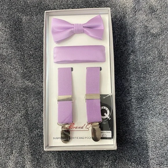 New Kids Lilac Bow Tie,Suspenders and‎ Pocket Square Easter / wedding season