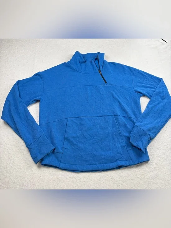 The North Face Women's Blue Side-Zip Funnel Neck Pullover Sweatshirt M