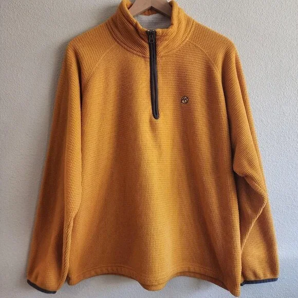 The North Face A5 Series Pullover Mens Large Yellow Quarter Zip Waffle Fleece