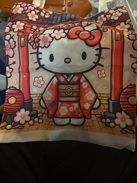 Sanrio Hello Kitty Kimono Tote - Pink, Red & Cream