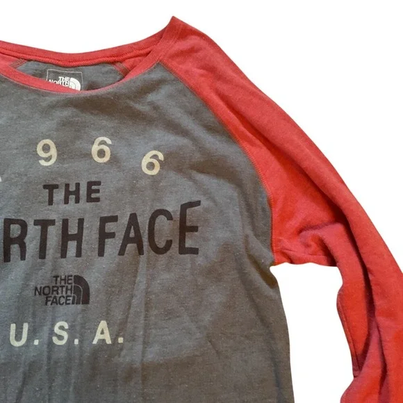 The North‎ Face Mens Grey Red 1966 USA Raglan Baseball T-Shirt Medium