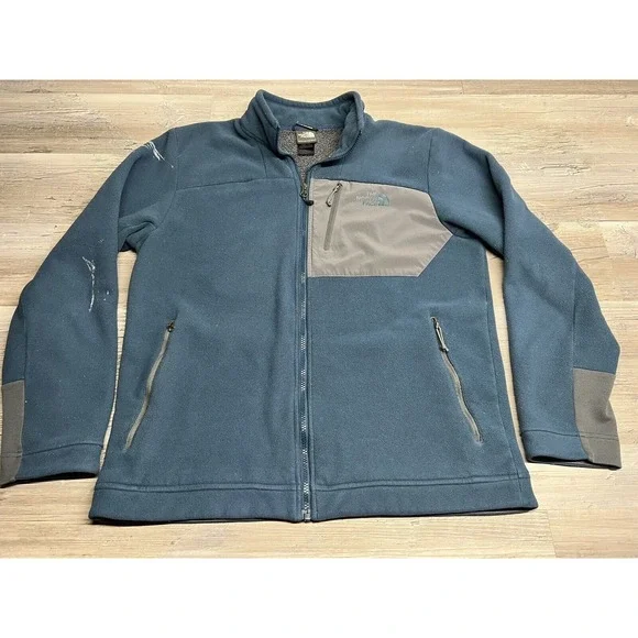 The North Face Men's Fleece Full Zip Jacket‎ Blue Size L Synthetic Sherpa Lined