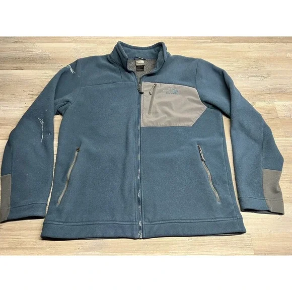 The North Face Men's Fleece Full Zip Jacket Blue Size L Synthetic Sherpa Lined