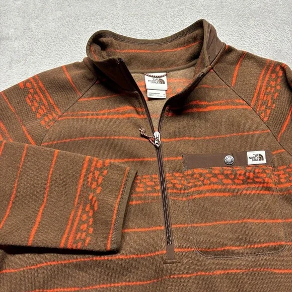 The North Face 1/4 Zip Pullover Mens M Gordon Lyons Brown‎ Kilim Stripe Fleece