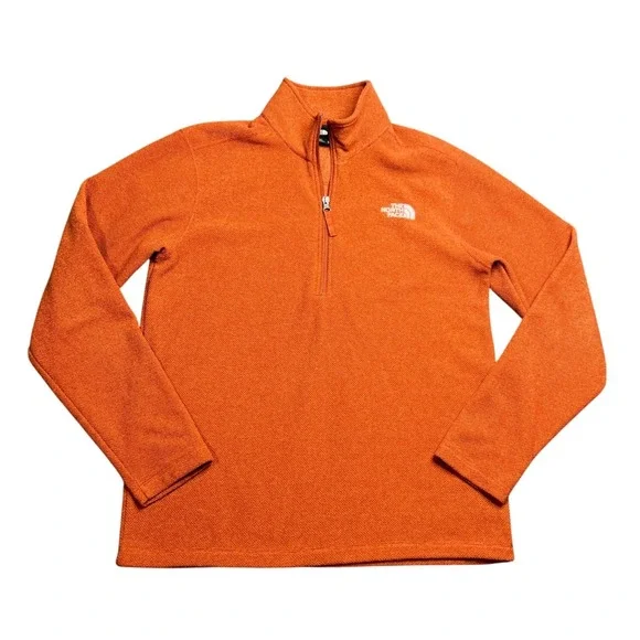 The North Face Mens Medium Orange Quarter Zip Waffle Fleece Pullover NF0A5G5ZBLB