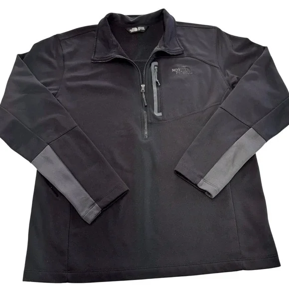The North Face Pullover‎ Mens Large Black Gray Fleece Quarter Zip Gorpcore