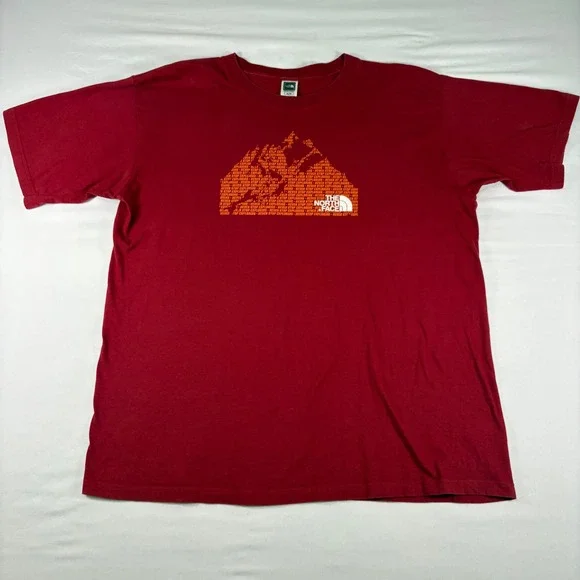The North Face T Shirt Mens XL‎ Red Graphic Mountain Never Stop Exploring Cotton