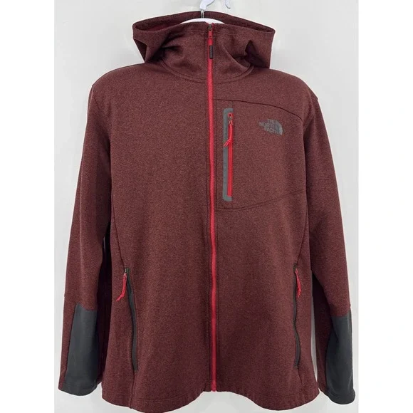 North‎ Face Full Zip Hoodie Men's XL Rust/Red Gray Performance Fleece Jacket