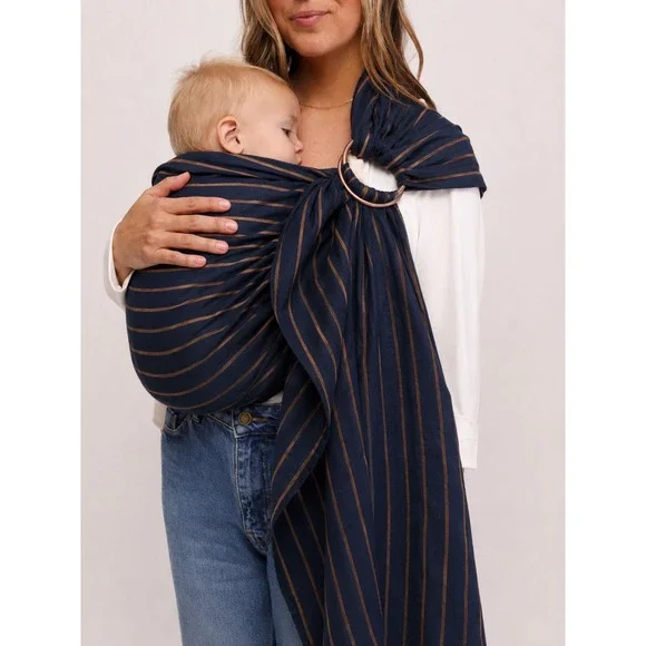 WILDBIRD Linen Ring Sling Carrier in Navy Stripe