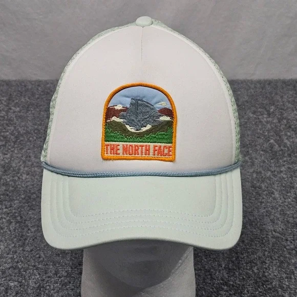 The North Face Trucker Hat Unisex OS Mint Green White Patch Snapback Mesh Cap