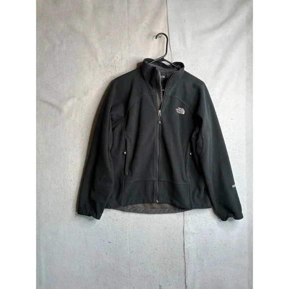 The North Face WindWall Fleece Jacket Mens Small Black Full Zip Mock Neck AA82