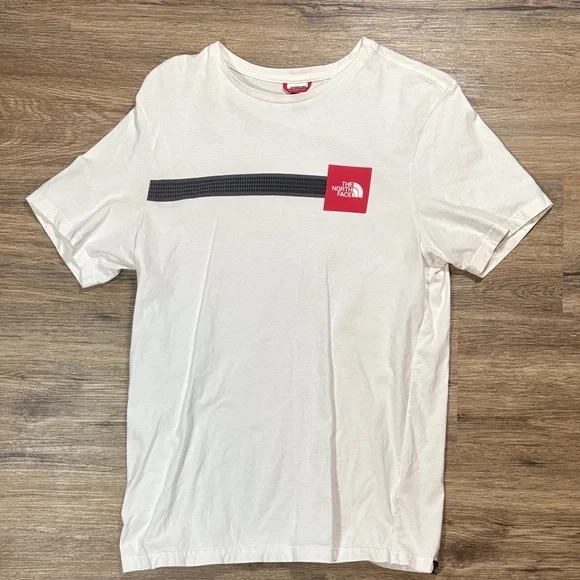 The North Face Cream Tee‎ with Red Accent