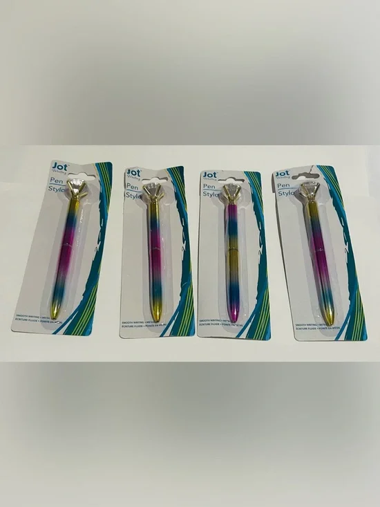 New 4 Pens with Diamond Shapes on Top 6 1/4”