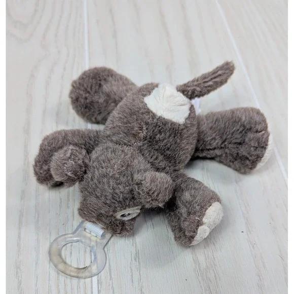 Nookums Paci-Plushies Puppy Dog Pacifier Holder Brown Spot eye Plush FLAW READ