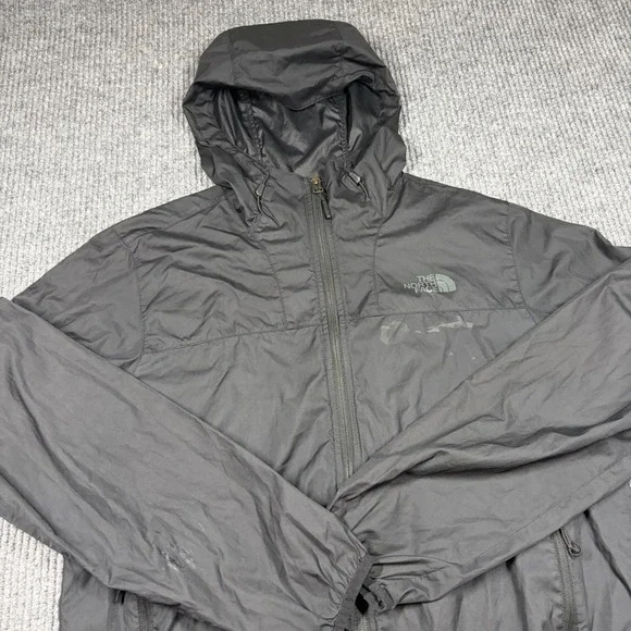 The North Face Jacket Mens M Black Windbreaker Hooded Full Zip Hooded