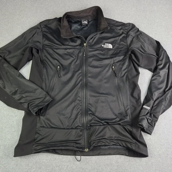 The North‎ Face Jacket Mens Large Black Windstopper Softshell Stretch Full Zip