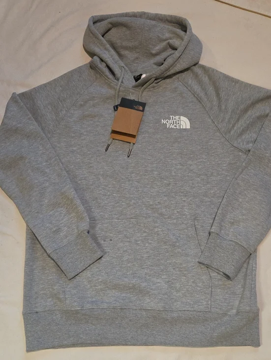 NWT The North Face Light Grey Pullover Hoodie with Logo Sz L
