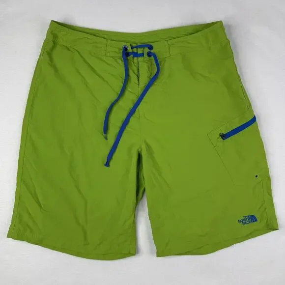 North Face Board Shorts Mens 34 Green Solid Swim Trunks Quick Dry Beach
