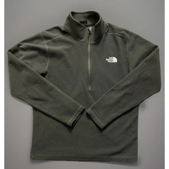 North Face Glacier Fleece Quarter Zip Sweater Green Embroidered Logo Medium JBHS