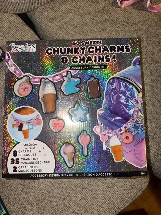 BNIB So Sweet! Chunky Charms & Chains Accessory Kit - Pink & Blue Charms