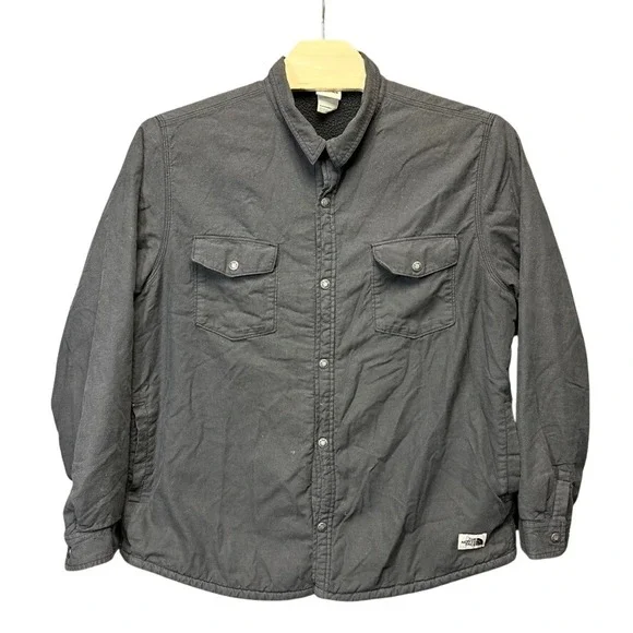 The North Face Mens XXL Gray Sherpa Lined Insulated Flannel Shirt Jacket Coat