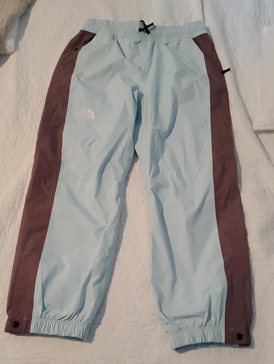 The North Face Light Blue snow pants with Brown Side Panels