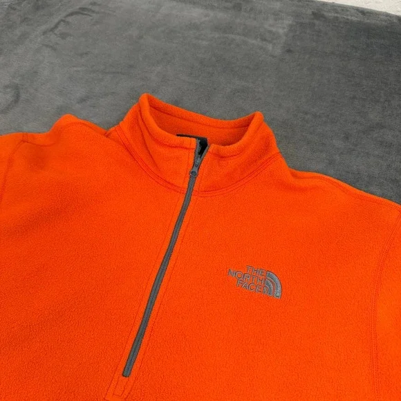 The North Face TKA 100 Fleece Pullover Mens Large Orange Quarter Zip